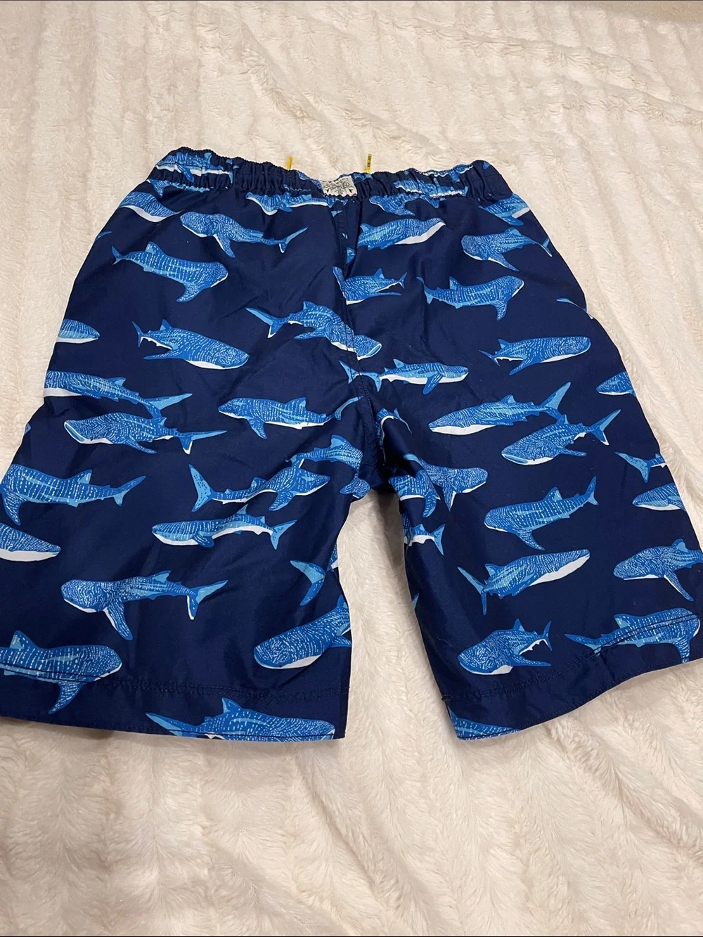 Boys size 14-16 Navy Blue Shark Print Swim Shorts